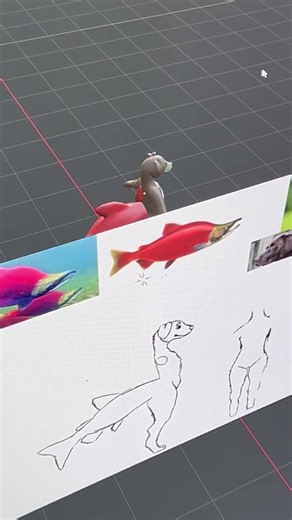 I got the first texture done :3 #vrchatfurry #blender #vrchatavatar #vrchat #salmondog #salmon