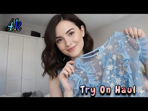 4K Shein Blue Sheer Lingerie Fashion Review | Trendy Summer Bikini Try-On Haul 2025