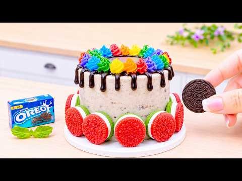 How to Make Mini Oreo Rainbow Drip Cake 🌈🍪 Satisfying Chocolate Decorating Tutorial 🎂✨