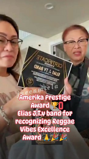 Amerika Prestige Award Novermber 2025 Elias J. Tv. Band recognized As Reggae Vibes Excellence Award in Hollywood USA Received by Shangme California USA courtesy:Shangme California #fblifestyle #eliasjtv @highlight | Juenn Wann