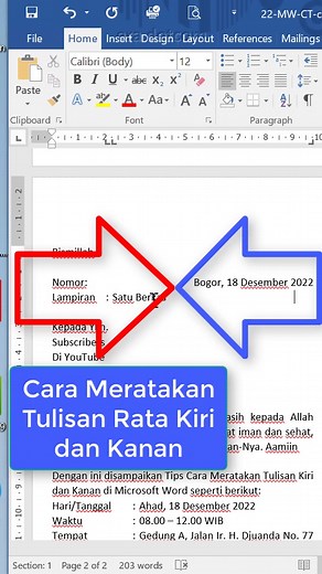 Cara Meratakan Tulisan Rata Kiri dan Kanan di Ms Word #microsoftword #msexceltutorials #mswordpemula #mswordforbeginners #mswordshortcut #msword #mswordtutorial #mswordtricks #mswordshortcutkeys #msword2016 #mswordtraining #alignment #Surat #Korespondensi