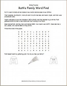 Bible Puzzle: Ruth's Family Word Find - Ministry To Children