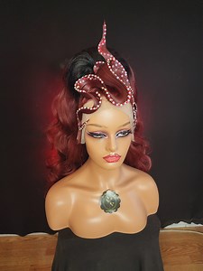 Rhinestoned Unicorn Wig: Burgundy Synthetic Lace Front - Drag, Cosplay - Etsy