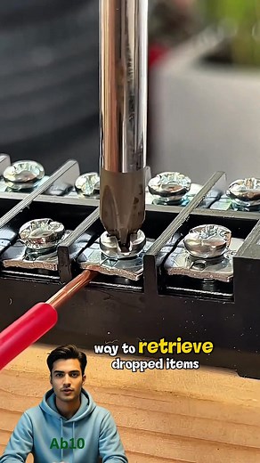 Magnetic retrieval tool for tiny drops. ​#WorkshopHacks #Magnetism #ToolTricks #DIY | Ab10