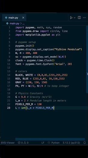 Pendulum with different mass in Python Part 2/4⚡️ #shorts