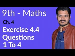 9th Class Math, Exercise 4.4 Question no 1 to 4 - Math Chapter 4 - Matric Part 1 Math