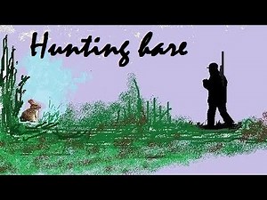 Aiming and shooting at the hare. Hunting video hare