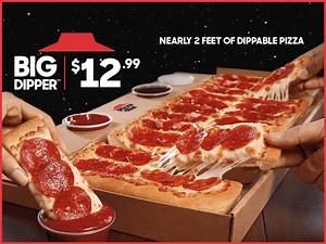 The Big Dipper is here! Nearly 2 feet of pizza cut into 24 pieces, perfect for dipping into marinara, ranch or honey BBQ! | Pizza Hut