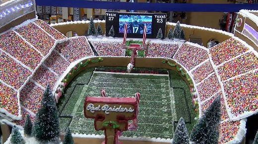 8.2K views · 53 reactions | For the second year, two Lubbock bakers teamed up with Red Raider Outfitter to create a gingerbread structure of an iconic Texas Tech building. Abby Aldrich ABC7 Amarillo visited with the two bakers who designed the structure and got a look in person at the finished product, Gingerbread Jones AT&T Stadium. | ABC 7 Amarillo | Facebook