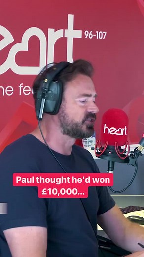 Paul thought he’d won £10,000… but he'd actually won £100,000 👀 Watch the moment Jamie Theakston tells him… Listen live on Global Player 👉 https://www.globalplayer.com/live/heart/uk/ | Heart