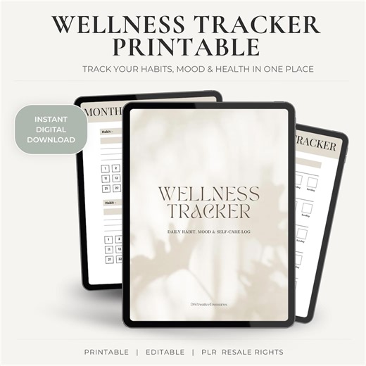 Wellness Tracker Printable | Habit, Mood, Sleep, Period, Health Routine Planner, Self-care Journal | Digital Download - Etsy