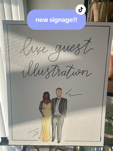 i’m literally obsessed with this sign!! turned out so cute! if you’re a 2026 or 2027 bride ready to add a showstopper to your wedding, live guest portraits are exactly the thing!! #weddingvendor #guestportraits #2026bride #liveweddingpainter #2027bride
