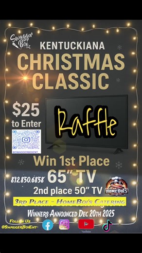 Get your RAFFLE TICKETS 🎟️ NOW and secure your chance to WIN a @VIZIO a HomeBoi’s BBQ catering party , or 2 chances to win a @Vizio (50 inch tv, or the GRAND PRIZE 65inch smart for ONLY $25.00. Contact 📲812.850.5868 to get your tickets! #win #tv #christmas #raffle #kentuckiana