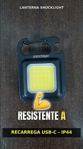 Lanterna LED 5W 400 Lúmen Recarregável USB-C IP44 Compacta de Bolso Chaveiro Clipe Gancho Shocklight