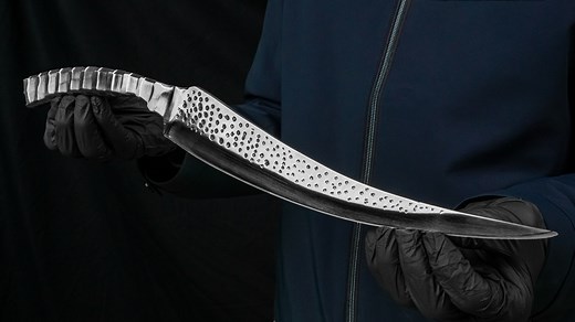 13K views · 428 reactions | This knife, crafted by a skilled blacksmith, is a creative masterpiece made from a large wrench. Watch as the blacksmith transforms the tool into a unique and functional piece that showcases his craftsmanship and ingenuity! #blacksmith #wrench #massive | Knives Project | Facebook