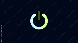 power reset button sign animation, Simple Glowing Button Turn on and Off Animation