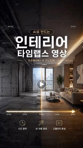 철거 현장이 완성 공간으로 바뀌는 순간. AI 타임랩스 X 제미나이 X 플로우 (by 뽁숑이)