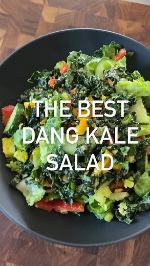 Derek Sarno on Instagram: "Super pimped up massaged kale salad 🥗. 1 bu Kale 🥬 2 Avocado 🥑 Romaine 🥬 1 ea Lemon/lime 🍋 2 Bell peppers 🫑 1/2 Cucumber 🥒 8 Cherry Tomato 🍅 Green onion 🌱 Little Mint 🌿 Toasted pine nuts 🔥 Salt & pepper🧂 Easy to follow Instructions shown. Add as much or as little of the above as you like. Key take away- massage kale with avo and lemon/lime then fold in on top with the rest. This fed 4. Loads more full length, full flavor videos on the Wicked Kitchen YouTube