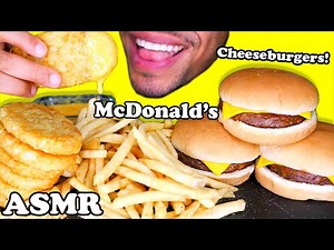 ASMR MCDONALD'S CHEESBURGERS HASH BROWNS FRIES CHEESE SAUCE MUKBANG JERRY EATING SHOW SOUNDS