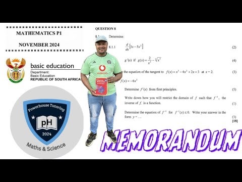 GRADE 12 | FINAL EXAM | MATHEMATICS P1 | NOVEMBER 2024 | MEMORANDUM | QUESTION 8 | CALCULUS.