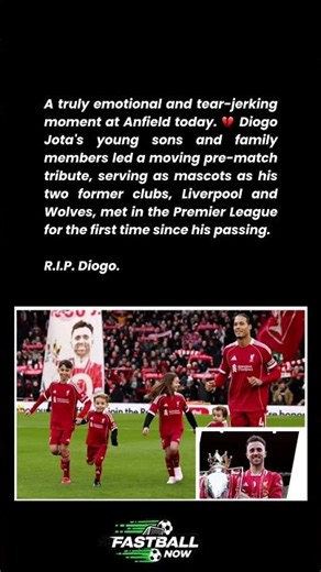 💔 JOTA TRIBUTE AT ANFIELD: Diogo's SONS lead EMOTIONAL ceremony for LIVERPOOL vs WOLVES.#shorts