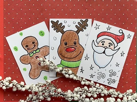 Como hacer tarjetas de navidad fáciles, 3 diseños!!!