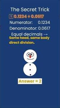 How to Divide a Decimal by a Decimal! Big Head, Small Body Trick #shorts #MathShorts #DecimalTricks”