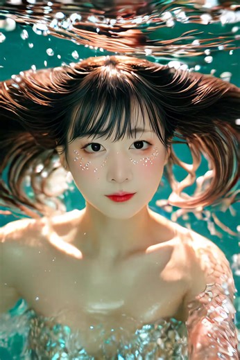 ざっぶーん！ #AI #女装 #52歳 #73 #地雷系女子 #マーメイド #人魚 #ジュゴン