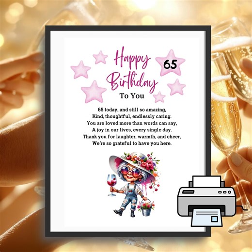 65th Birthday Card Poem | Meaningful & Heartfelt Congratulations | Printable Card | Age 65 Gift - Etsy