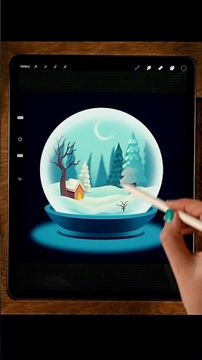 Learn How To Create A Mesmerizing Snow Globe Drawing With Procreate #howtodraw #procreate