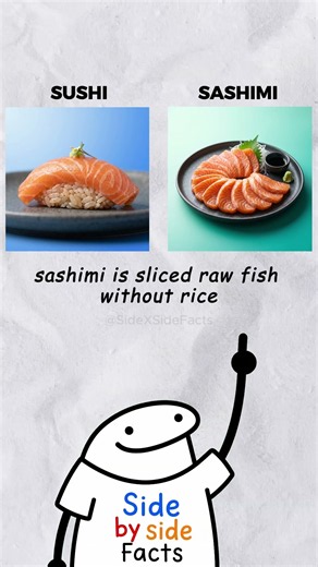 What's the difference between a Sushi and Sashimi? 🤔 #facts #didyouknow #educational #difference