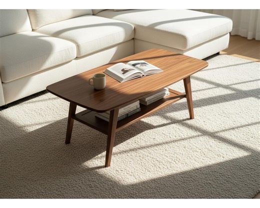 Solid Oak Coffee Table – Mid Century Modern Design With Storage Shelf - Etsy