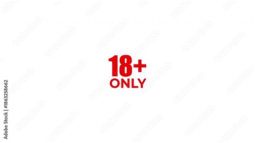 18 plus only icon sign animation on white background for adult content and warning restricted. 4K video quality.