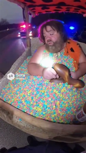 Fred Flintstone Gets a DUI in His Foot Car 😂🚓🦴 #Shorts