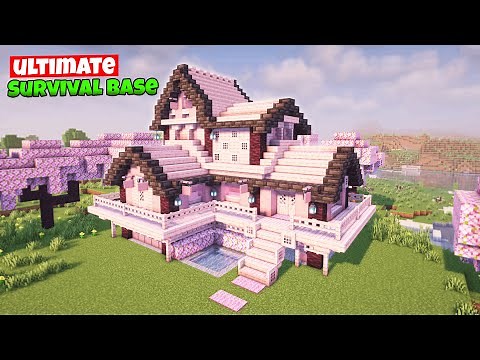 Minecraft Ultimate Cherry Wood Survival Base🌸🛠️