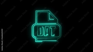 Glowing Neon DAT File Icon – Futuristic Digital Data Symbol on Black Background” 4k video Stock Video