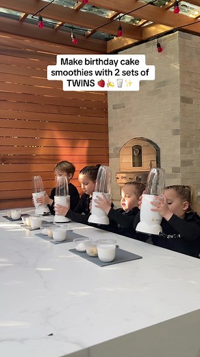 🎂✨ Make smoothies with the twins! Watch as Sebastian takes charge and gives step-by-step directions to make a delicious birthday cake smoothie. The girls can't help but ask for his expert assistance every step of the way. 🍓🍌🥛✨ —————————————————— 🎂✨ Birthday Cake Batter Smoothies 🍓🍌🥛✨ 🕒 Time: 10 minutes 🥛 2½ cups of milk 🍮 1 3.4-oz. pkg. vanilla instant pudding mix 🍌 1 banana, peeled, sliced, and frozen 🍃 ⅛ tsp. almond extract 🌈 2 Tbsp. rainbow sprinkles 🍦 Whipped cream (optional) 