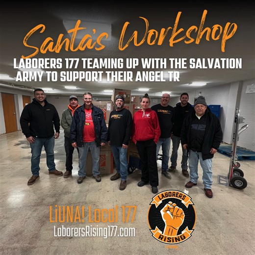 Santa’s Workshop doesn’t pack itself — and that’s where Laborers 177 comes in. We’ve teamed up with The Salvation Army to support their Angel Tree program by helping tear down the workshop and carefully boxing up toys for Santa's big night. Big thanks to the VOC for helping get this very important job done with cheer. 🎅🎁 #LaborersRising | Laborers' Local 177