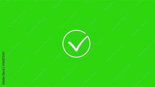 2D animation of tick mark againts a circle. Animated flat confirmation, verification, certification, accepted icon. Animated tick mark, approved icon concept. Useful for social media, interfaces. 4k