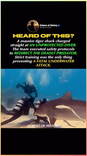 Tiger Shark Charges At Diver! #history #facts