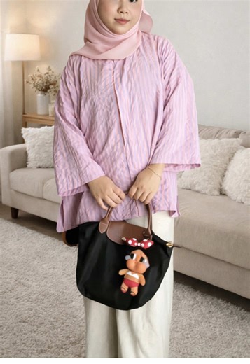 Trendy Oversized Cotton Candy Striped Blouse