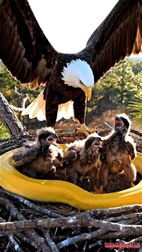 Bright Yellow Python Near a Deer Egle Notices Instantly #shorts #rescue #save