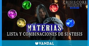 Crisis Core FFVII - Reunion: TODAS las materias y síntesis