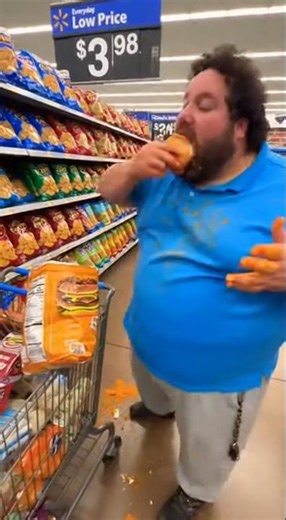 Fat Guy Eats In Walmart, Poops His Pants #sora2 #funny #fatguy #fart #messy #walmart #accident