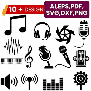 Music Icon SVG Bundle: Instruments, Notes, Vinyl (digital Download) - Etsy