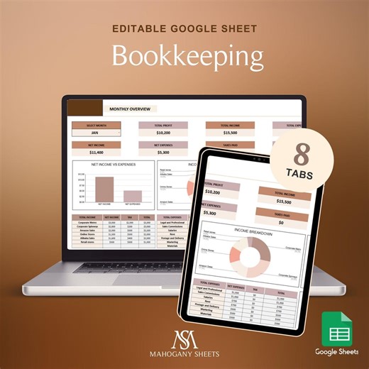 Small Business Bookkeeping Spreadsheet Google Sheets Income Expense Tracker Profit Dashboard Cloud Accounting Finance Planner - Etsy