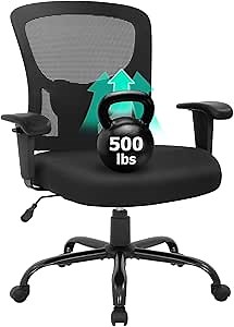 Amazon.com: BestOffice Big and Tall Office Chair 500lbs Desk Chair Mesh Computer Chair with Lumbar Support Wide Seat High Back Task Executive Ergonomic Chair for Home Office (Black) : Home & Kitchen