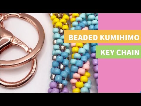 I Made a Thing || D.I.Y Beaded Kumihimo Key Chains - Pastel Rainbow