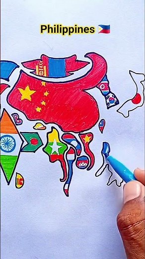 Draw Flag Map of Philippines 🇵🇭 #philippines #flag #drawing #map