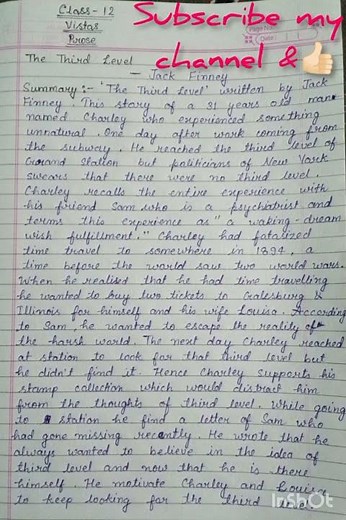 Class 12 English |Vistas| 'The third level' summary